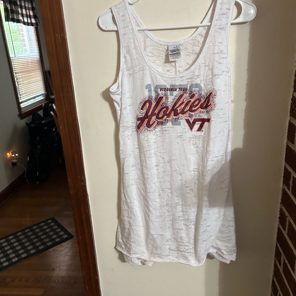 White Virginia Tech Hokies  long Tank Top size large
